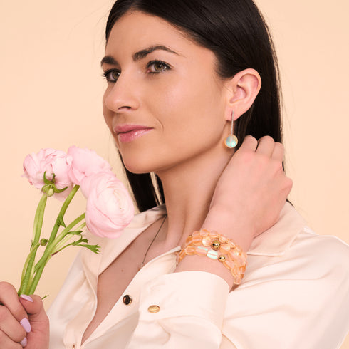 Pfirsich | Gold | Meerjungfrau Glas Statement Armband